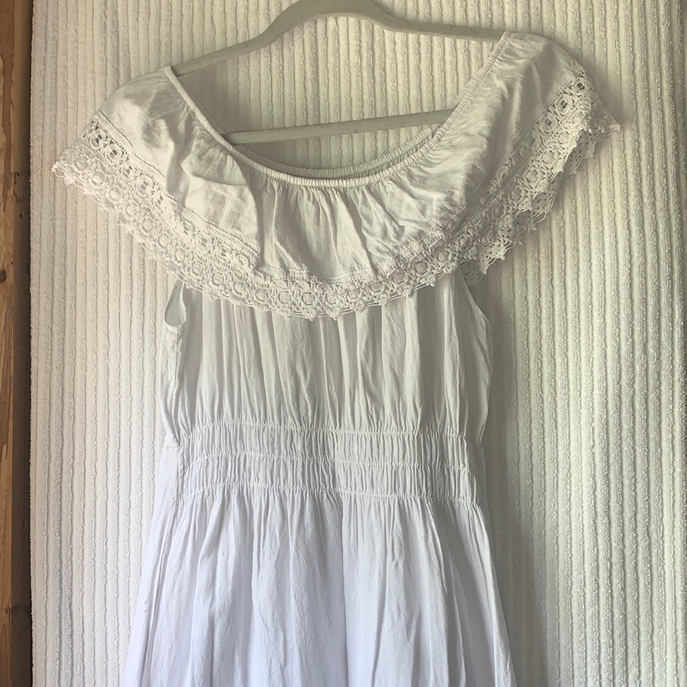 Seaspice Peruvian White Lace Off-Shoulder Midi Dress 100% Cotton Size xlarge - Picture 5 of 10